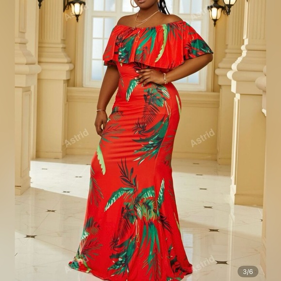 Tropical Red Maxi Dress - Picture 6 of 6